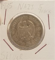 1935 SILVER NAZI 5 MARK