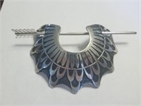 LARGE NATIVE AMERICAN STERLING SILVER HAIR CLIP