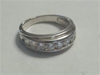 STERLING SILVER RING W CLEAR STONES
