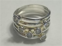 STERLING SILVER CLEAR STONE RING