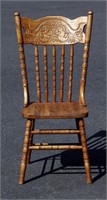 Pressed Back Vintage Style Farm Wood Chair