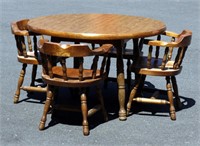 Vintage Solid Wood Dining Table w 6 Chairs