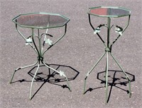 Pair Outdoor or Plant Tables w Metal Leaves