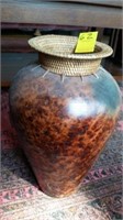 Tall Decanter Vase with Basket Weave Top
