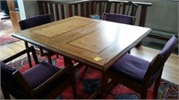 Oak Dining Room Table and Four Oak Chairs