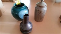 Pottery Vase, Covered Pottery Jar and Black Potter