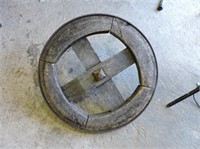 Antique Wood Wheel with Steel Rim, 18" D