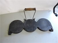 Dated 1901, Antique Waffle Iron, 14" L