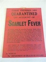 Scarlet Fever Quarantine Sign, 9" x 11"