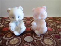 Pair of Opaque Milk Glass Fenton Bears