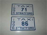 Lot of 2 Stratford Ontario Taxi License Plates