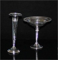 Sterling Compote And Sterling Vase