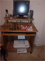 Computer desk and contents