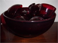Ruby Red Punch bowl and cups
