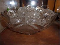 Beautiful Chrystal cut glass Punch bowl and cups