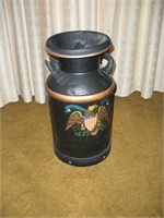 Painted Milk Can White Front Dairy Farm 20" Tall