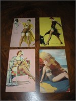 4 Pinup Girl Postcards 1 Lot