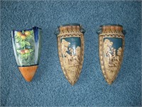 3 Wall Vases Made in Japan 1 Lot