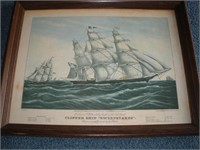 Currier & Ives Clipper Ship Sweepstakes Framed