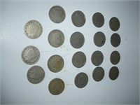 19 V Nickels 1883-1897, 1900-1905, 1907-1910,