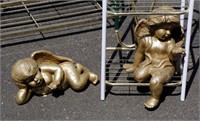 Pair of Gold Colored Cherubs