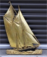 Vintage Large Dart Gold Plastic Sailing Ship Wall