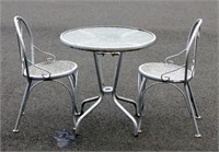 Old Fashioned Metal Glass Ice Cream Table Chairs