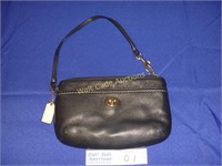 Coach Black Leather W/Silver Clutch Purse W/Snap