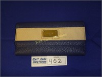 Nine West - Navy Leather Wallet W/Card Holder 8"W