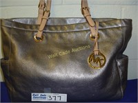 Michael Kors MK Silver W/Beige Straps Handbag-2
