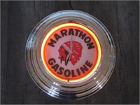 Red Indian Marathon Gasoline Neon Clock