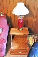 END TABLE WITH STORAGE & RED LAMP