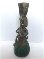 Vintage Unique Green Glass Vase From Yugoslavia