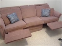 Sectional 3 Piece Light Rose Recliner Couch