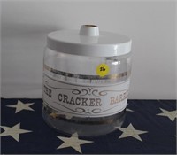 Vintage Glass Cracker Barrel Jar w/ Lid