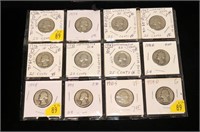 12- Washington silver quarter dollars: 1934-D,