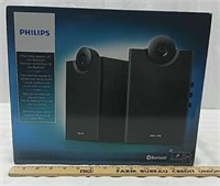 A pair of Philips multimedia bluetooth speakers