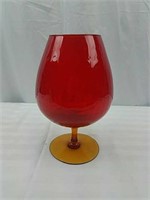 Ruby red, Amberina art goblet/vase.