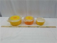 Original vintage Pyrex nesting casserole dishes.