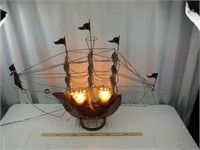 Very large metal decorator ship with two lights