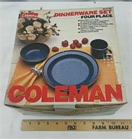 Coleman dinnerware 4 place setting.