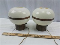 A pair of vintage, groovy retro plastic mushroom