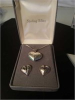 Sterling heart pendant and earrings