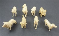 8 Vintage Plastic (?) Dog Figurines - Miniature