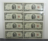 Group of 8 $2 U.S. Notes 1963 & 1963A Series