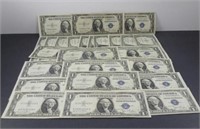 Group of 25 $1 Silver Certificates 1935D Series