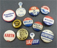 Lot of 11 Vintage Political Pinbacks