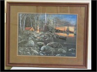 ARTIST SIGNED PRINT OF LAKE WITH CANOE
