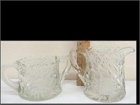 VERY NICE PRESSED GLASS CREAMER AND SUGAR WITH