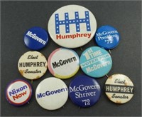 Lot of 11 Vintage Political Pinbacks - Humphrey,
